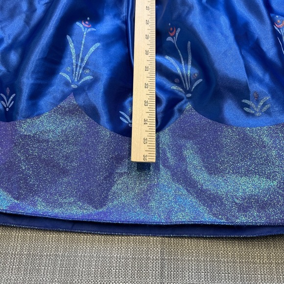 New Disney Collection Frozen Anna Costume Dress Cape Blue Teal Girls Size 7 / 8 - Picture 8 of 8